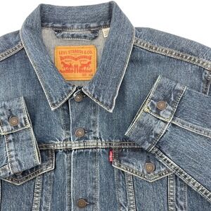 Levi Strauss & Co Mens Trucker Denim Jacket Blue Jean Size XXL Classic Style